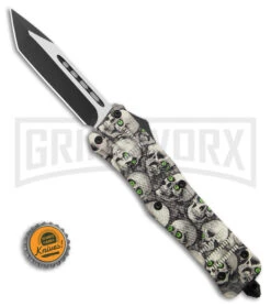 Atomic Defender Large OTF Automatic Knife Ghost White Skull - Two Tone Tanto -Kershaw Shop Atomic Defender Large OTF AK Ghost White Skull Two Tone Tanto GX 40367 td size large