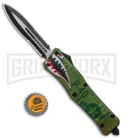 Atomic Defender Large OTF Automatic Knife Green Warhawk - Serr Two Tone Dagger -Kershaw Shop Atomic Defender Large OTF Auto Green Warhawk TT Dagger Serr GX 37731 jr bottlecap large