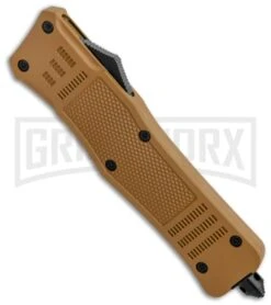 Atomic Defender Large OTF Automatic Knife Sand Brown - Brown Two Tone Drop Point 9 Atomic Defender Large OTF Automatic Knife Sand Brown - Brown Two Tone Drop Point -Kershaw Shop Atomic Defender Large OTF Auto Sand Brown Brown TT DP GX 37338 jr side large
