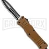 Atomic Defender Large OTF Automatic Knife Sand Brown - Two Tone Serrated Dagger
