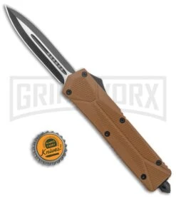 Atomic Defender Large OTF Auto Knife Textured Sand Brown - Two Tone Dagger -Kershaw Shop Atomic Defender Large OTF Auto Sand Brown Textured Scale TT Dagger GX 38190 jr bottlecap large
