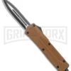 Atomic Defender Large OTF Auto Knife Textured Sand Brown - Two Tone Dagger