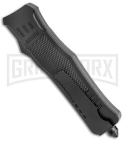 Large Atomic Defender OTF Black Automatic Drop Point Knife - Two Tone Plain -Kershaw Shop Atomic Defender Large OTF Auto TT CP GX 38564 jr side large