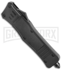 Large Atomic Defender OTF Black Automatic Drop Point Knife - Two Tone Plain -Kershaw Shop Atomic Defender Large OTF Auto TT CP GX 38564 jr spine large