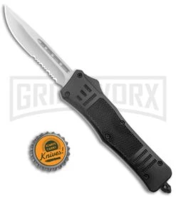 Atomic Defender Medium OTF Auto Drop Point Knife Black Serrated Satin 11 Atomic Defender Medium OTF Auto Drop Point Knife Black Serrated Satin -Kershaw Shop Atomic Defender Medium OTF Auto Black Satin DP Serr GX 37507 jr bottlecap large