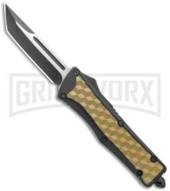 Atomic Destroyer OTF Automatic Knife Black/Tan Box Textured - Two Tone Tanto