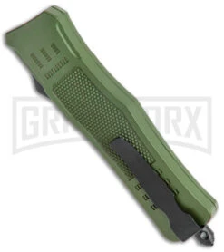Atomic Defender Medium OTF Automatic Knife Dark Green - Two Tone Drop Point -Kershaw Shop Atomic Defender Medium OTF Auto Dark Green TT DP GX 38389 jr side large