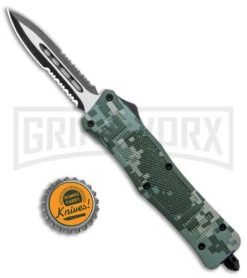 Atomic Defender Medium Digi Camo D/E OTF Automatic Knife - Dagger Two Tone Serr -Kershaw Shop Atomic Defender Medium OTF Auto Digi Camo Dagger Double Serr TT GX 38990 jr bottlecap large