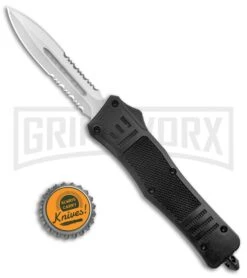 Atomic Defender Medium OTF Automatic Black Dagger Satin Serrated -Kershaw Shop Atomic Defender Medium OTF Auto Double Serr Satin Dagger GX 37477 jr bottlecap large
