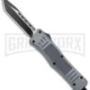 Atomic Defender Medium OTF Automatic Knife Gray - 2 Tone Tanto Plain -Kershaw Shop Atomic Defender Medium OTF Auto Gray TT Tanto GX 37478 jr large