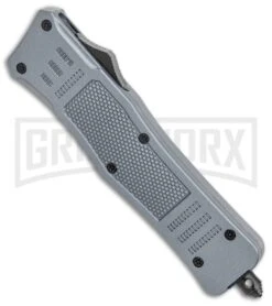 Atomic Defender Medium OTF Automatic Knife Gray - 2 Tone Tanto Plain -Kershaw Shop Atomic Defender Medium OTF Auto Gray TT Tanto GX 37478 jr spine large