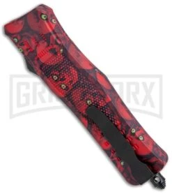 Atomic Defender Med OTF Auto Knife Red Skull Drop Point Serr Knife -Kershaw Shop Atomic Defender Medium OTF Auto Red Skull TT DP Serr GX 37464 jr side large