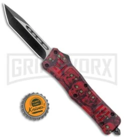 Atomic Defender Medium OTF Red Skull Tanto Knife - (3.25" Two-Tone Satin) -Kershaw Shop Atomic Defender Medium OTF Auto Red Skull TT Tanto GX 37506 jr bottlecap large