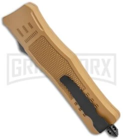 Atomic Defender Medium OTF Automatic Knife Sand Brown - Two Tone Dagger -Kershaw Shop Atomic Defender Medium OTF Auto Sand Brown TT Dagger GX 36405 jr side large