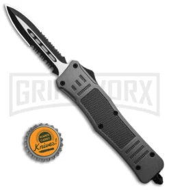 Atomic Defender Medium OTF Automatic Knife Gray - Two Tone Serrated Dagger -Kershaw Shop Atomic Defender Medium OTF Automatic Knife Gray Two Tone Serrated Dagger GX 38808 td size large
