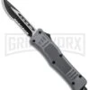 Atomic Defender Mini OTF Automatic Knife Gray - Two Tone Drop Point Serr -Kershaw Shop Atomic Defender Mini OTF Auto Gray TT DP Serr GX 37470 jr large