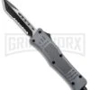 Atomic Defender Mini OTF Automatic Knife Gray - Serr Two Tone Tanto -Kershaw Shop Atomic Defender Mini OTF Auto Gray TT Tanto Serr GX 37387 jr large