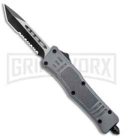 Atomic Defender Mini OTF Automatic Knife Gray - Serr Two Tone Tanto