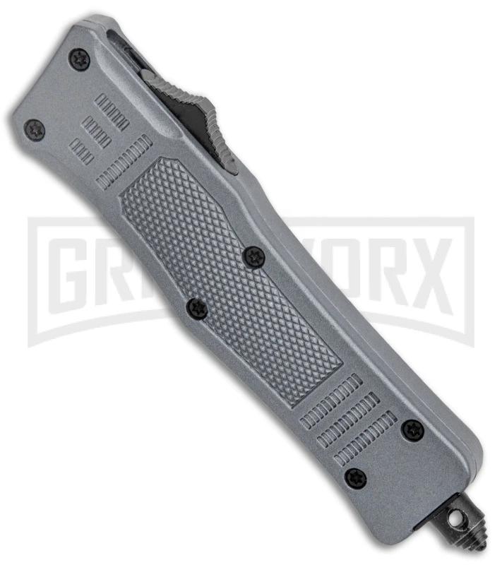 Atomic Defender Mini OTF Automatic Knife Gray - Serr Two Tone Tanto 4 Atomic Defender Mini OTF Automatic Knife Gray - Serr Two Tone Tanto - Image 2