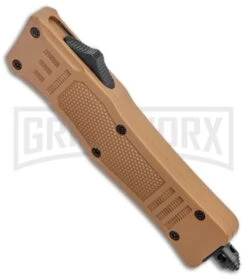 Atomic Defender Mini OTF Automatic Knife Sand Brown - Two Tone Spear Point -Kershaw Shop Atomic Defender Mini OTF Auto Sand Brown TT Dagger GX 37552 jr spine large