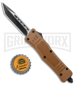 Atomic Defender Mini OTF Automatic Knife Sand Brown - Two Tone Tanto -Kershaw Shop Atomic Defender Mini OTF Auto Sand Brown TT Tanto GX 37549 jr bottlecap large