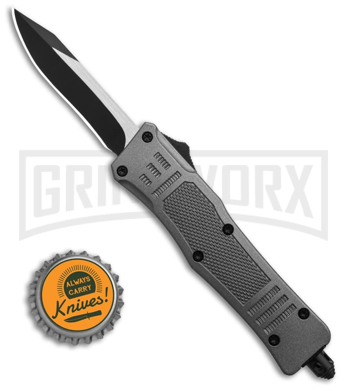 Atomic Defender Mini OTF Automatic Knife Gray - Two Tone Recurve 6 Atomic Defender Mini OTF Automatic Knife Gray - Two Tone Recurve - Image 4