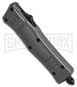 Kershaw Shop -Kershaw Shop Atomic Defender Mini OTF Automatic Knife Gray Two Tone Recurve GX 38809 td spine large