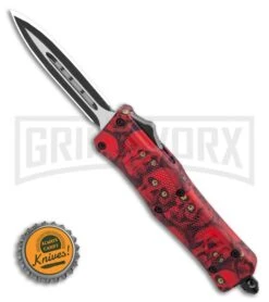 Atomic Defender Mini OTF Automatic Knife Red Skull - Two Tone Dagger Plain -Kershaw Shop Atomic Defender Mini OTF Automatic Knife Red Skull Two Tone Dagger Plain GX 36505 LS Bottlecap large