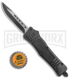 Atomic Defender Mini OTF Automatic Knife Black - Two Tone Drop Point -Kershaw Shop Atomic Defender Mini OTF Black TT DP GX 38642 jr bottlecap large