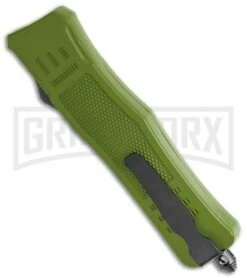 Atomic Defender Mini OTF Automatic Knife OD Green - Serr Two Tone Dagger -Kershaw Shop Atomic Defender OD Green OTF Auto Dagger TT Serr GX 36393 jr side large