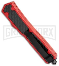 Atomic Slim Dagger Red D/A OTF Sim Carbon Fiber - Dagger Plain -Kershaw Shop Atomic Defender Red DA OTF Sim CF Dagger Plain GX 34179 jr side large