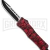 Atomic Defender Large OTF Automatic Knife Red Skull - Two Tone Drop Point
