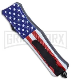Atomic Defender Large OTF Automatic Knife Stars & Stripes - Two Tone Tanto -Kershaw Shop Atomic Defender Stars and Stripes OTF Tanto TT GX 33488 jr side large