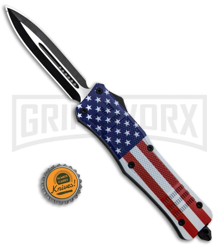 Atomic Defender Large OTF Automatic Knife Stars & Stripes Flag - Two Tone Dagger 7 Atomic Defender Large OTF Automatic Knife Stars & Stripes Flag - Two Tone Dagger - Image 5