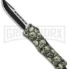 Atomic Defender Large OTF Automatic Knife White Skull - Two Tone Drop Point