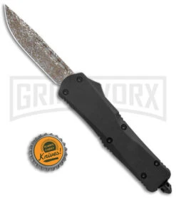 Atomic Lance Drop Point Black OTF Automatic Knife - Damascus Plain -Kershaw Shop Atomic Lance DP Black OTF Auto Damascus GX 35348 jr bottlecap large