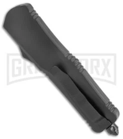 Atomic Lance Drop Point Black OTF Automatic Knife - Damascus Plain -Kershaw Shop Atomic Lance DP Black OTF Auto Damascus GX 35348 jr side large