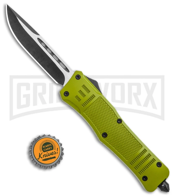 Atomic Defender Large OTF Automatic Knife OD Green - Plain Two Tone Drop Point 7 Atomic Defender Large OTF Automatic Knife OD Green - Plain Two Tone Drop Point - Image 5