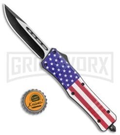 Atomic Defender Medium OTF Automatic Knife Stars & Stripes Flag - Two Tone -Kershaw Shop Atomic Medium Defender DP USA Flag OTF Auto TT GX 36308 jr bottlecap large