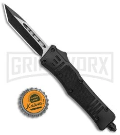Atomic Defender Mini OTF Automatic Knife Black - Two Tone Tanto -Kershaw Shop Atomic Mini Defender Black Tanto Auto TT GX 35872 jr bottlecap large