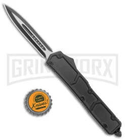 Atomic Slim OTF Smooth Scale Automatic Knife - Dagger 2 Tone Plain -Kershaw Shop Atomic Slim Dagger Black OTF Smooth Scales TT GX 38191 jr bottlecap large