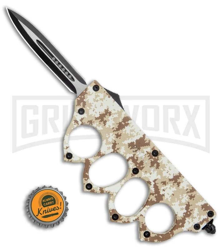 Atomic Tan Digital Camo OTF Automatic Knuckle Knife - Dagger Two-Tone 7 Atomic Tan Digital Camo OTF Automatic Knuckle Knife - Dagger Two-Tone - Image 5