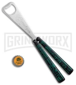 BB Barfly Green Circuit Bottle Opener Butterfly Trainer - Satin -Kershaw Shop BB Barfly Bottle Opener Butterfly Trainer Circuit Green Black BHQ 75545 jr bottlecap large