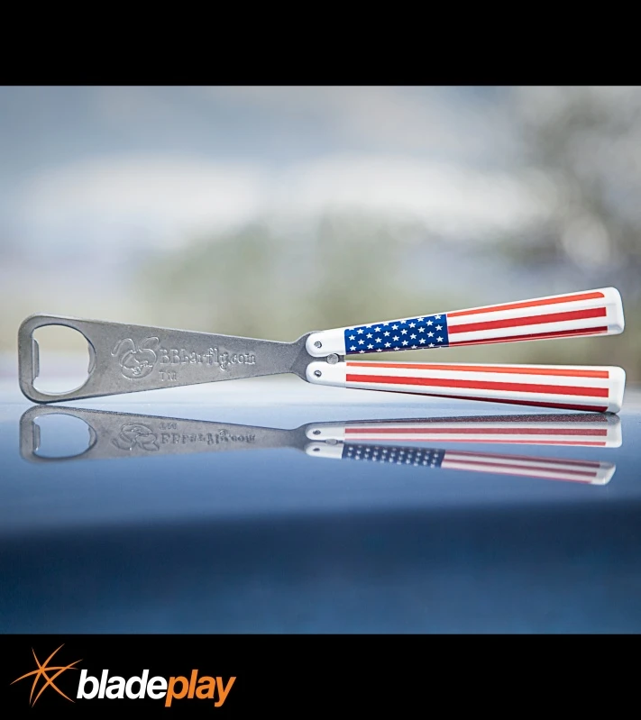 BB Barfly USA Flag Bottle Opener Butterfly Trainer - Satin 4TH18 6 BB Barfly USA Flag Bottle Opener Butterfly Trainer - Satin 4TH18 - Image 4