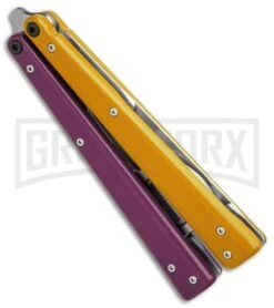BB Barfly Pro Purple/Yellow Bottle Opener Butterlfy Trainer -Kershaw Shop BB Barfly Pro Model Bottle Opener Butterfly Trainer Purple Yellow BHQ 87778 er spine large