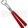 BB Barfly Pro V3 Red Bottle Opener Butterfly Trainer - Satin Plain -Kershaw Shop BB Barfly Pro V3 Red Bottle Opener Butterlfy Trainer BHQ 87773 td large