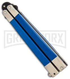 Bear & Son Blue G-10 Butterfly Knife - Black Plain -Kershaw Shop Bear Butterfly Knive blue G10 handles Black Plain BHQ 87253 er spine 2 large