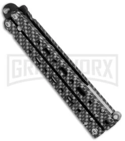 Bear OPS Bear Song V Sim Carbon Fiber Balisong Butterfly Knife - Black Plain -Kershaw Shop Bear OPS Bear Song 500 Butterfly Sim Carbon Fiber Black BHQ 35746 jr spine large