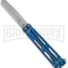 Bear OPS Bear Song IV Blue Raindrop Balisong Butterfly Knife - Tanto Bead Blast -Kershaw Shop Bear OPS Bear Song IV Tanto Butterfly Blue Raindrop BB B 410 AIBD AP 35035 BHQ 67848 jr 2 large