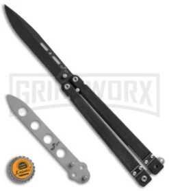 Bear OPS Bear-Song II Black Balisong Butterfly Knife (4.5" Black/Trainer Plain) -Kershaw Shop Bear OPS Bear song II Butterfly Black G 10 BHQ 50068 er bottlecap large